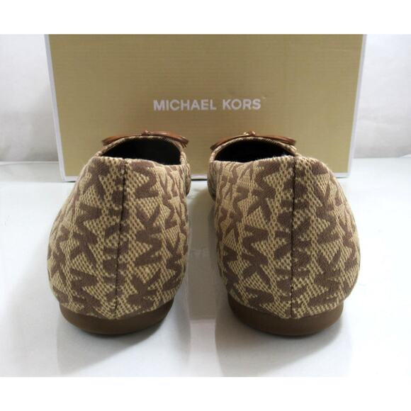 Michael Kors Melody Toe Cap Bow Ballet Flat Shoes MK Logo Beige / Ebony Size 8 - Picture 5 of 8
